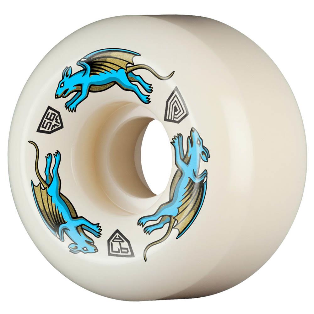 Powell Peralta Dragon Formula Skateboard Wheels Nano Rat 56mm x 36mm 97A AV6 Off White Blue
