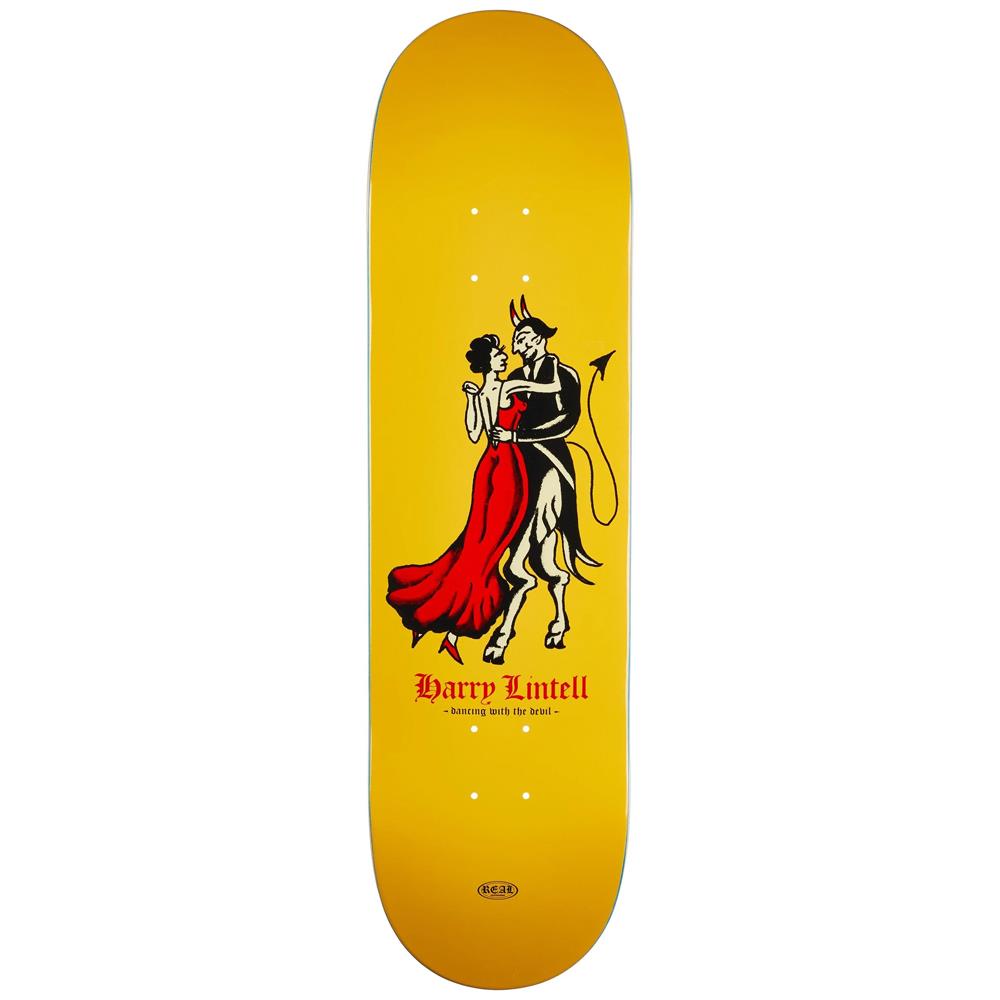 Real Skateboards Lintell Dance With The Devil Yellow Skateboard Deck 8.5"