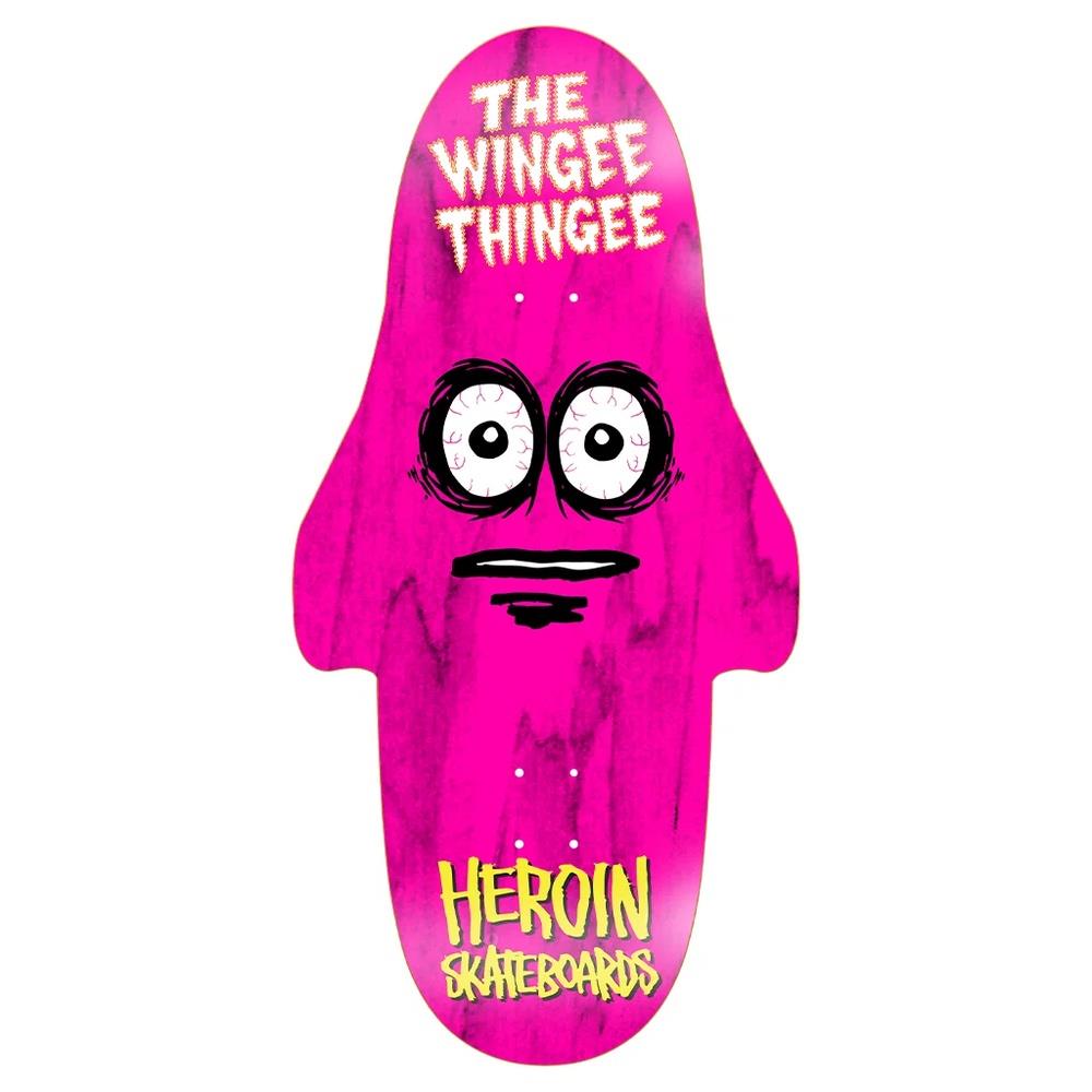 Heroin Skateboards Wingee Thingy Skateboard Deck RANDOM STAINS 15.25”