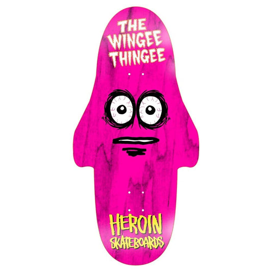 Heroin Skateboards Wingee Thingy Skateboard Deck RANDOM STAINS 15.25”