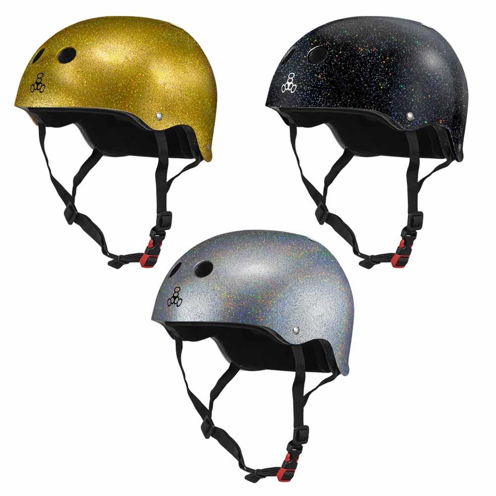 Triple 8 Sweatsaver Cert Skateboard Helmet Glitter Silver