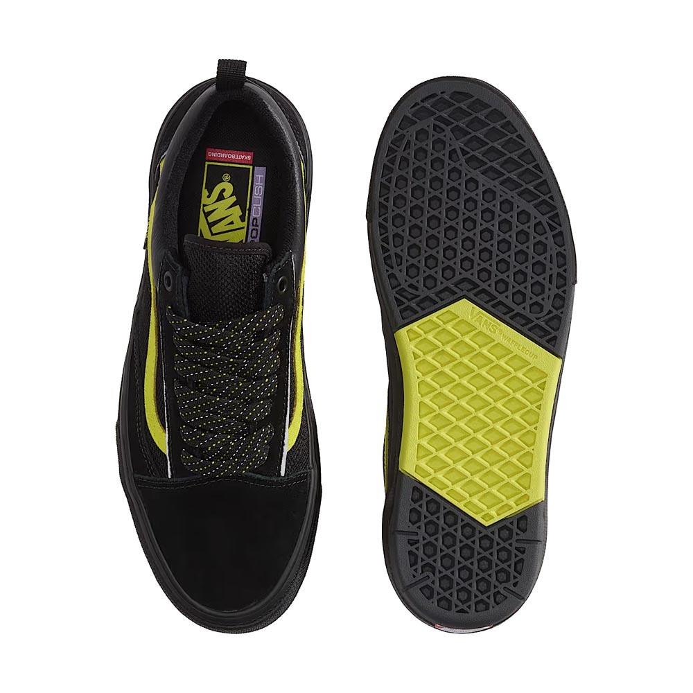 Vans Skate Old Skool Wafflecup Skate Shoes Reflective Black Lime