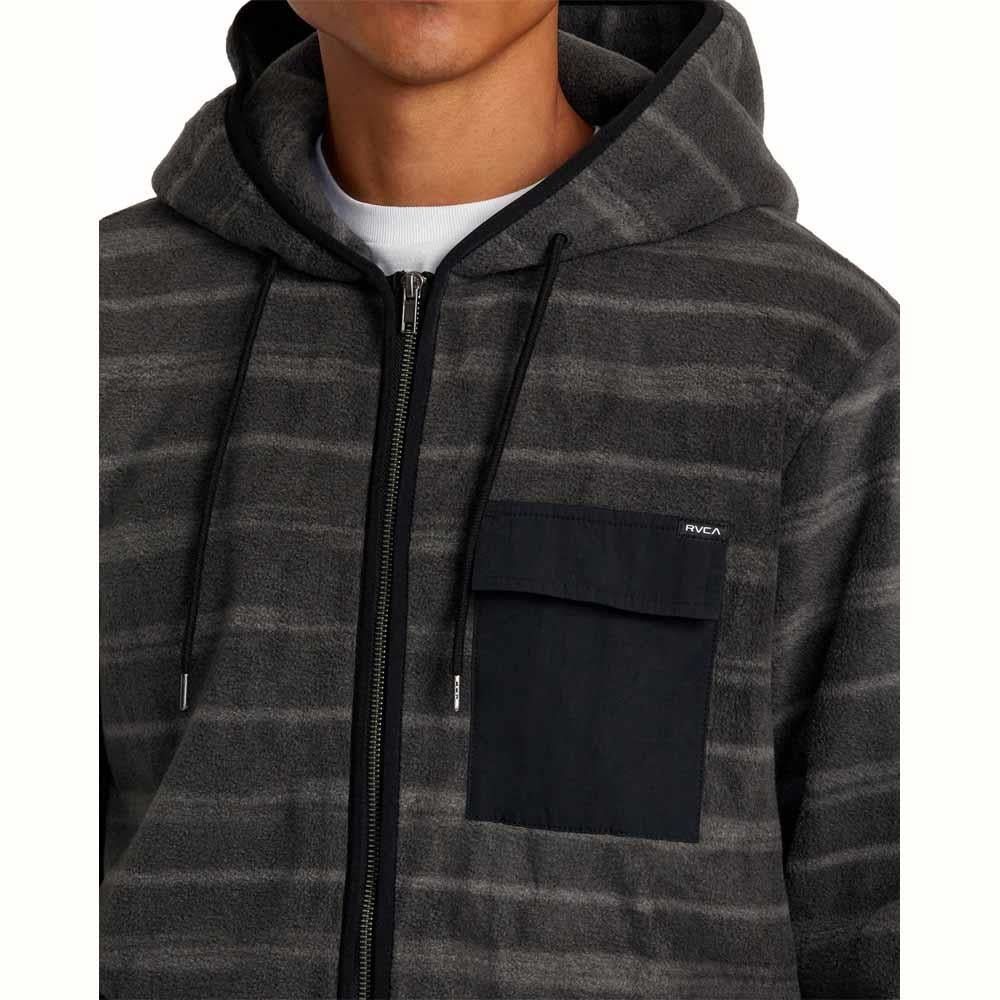 RVCA Hawthorne Hooded Zip Fleece Open Grey