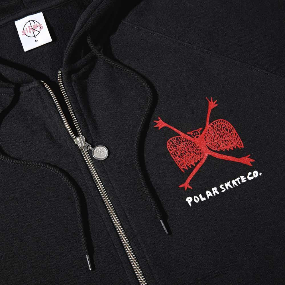 Polar Skateboards Default Zip Hooded Sweatshirt Welcome To The New Age Black