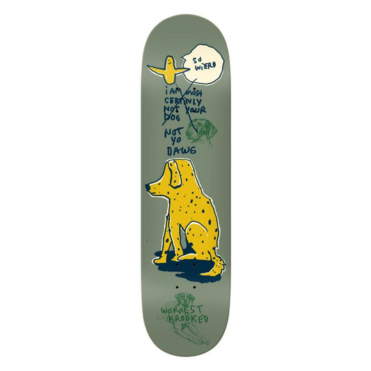 Krooked Skateboard Deck Worrest Not Yo Dog Grey 8.25"