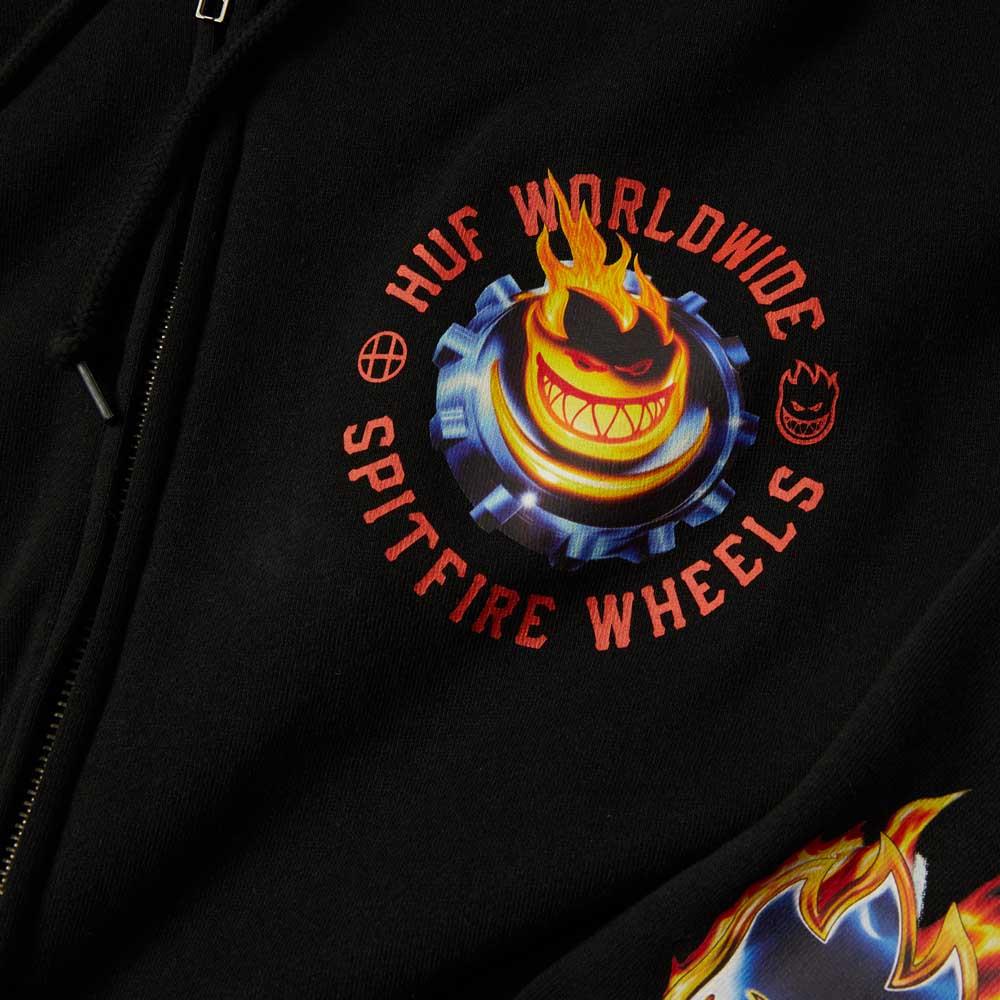 HUF X Spitfire Chrome Head FZ Hoodie Black