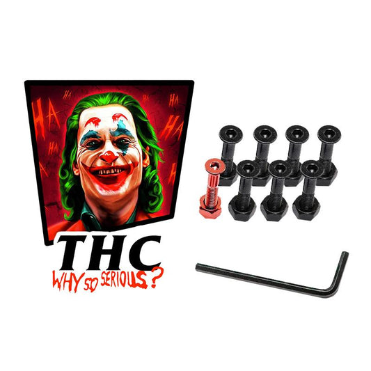 The Hardware Company THC New Joker Red Skateboard Nuts & Bolts 1" Allen Key & Sticker