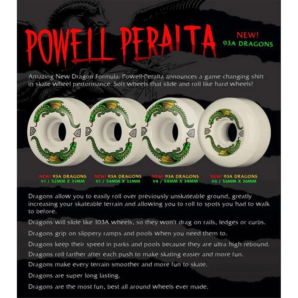 Powell Dragon Formula 93A Skateboard Wheels Green 64mm x 36mm