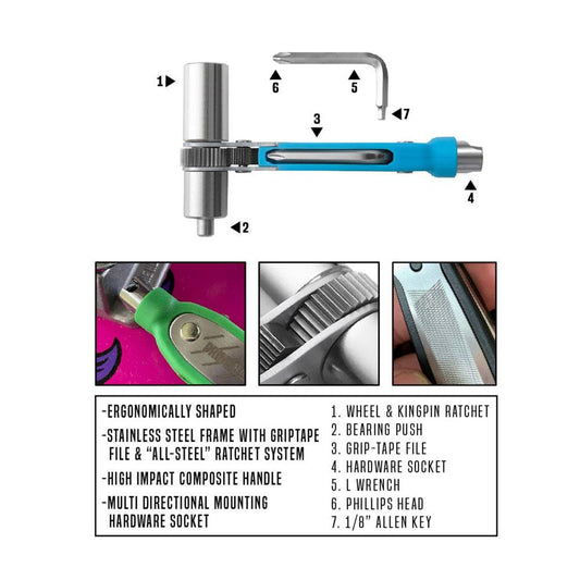 Prime8 Board Supply Co #1 Ratchet Skate Tool Sky Blue