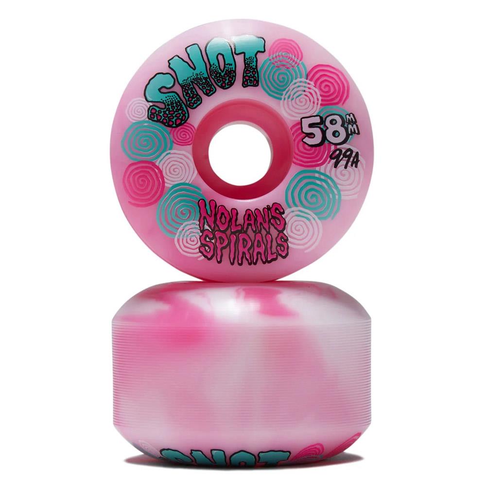 Snot Skateboard Wheels Nolan Houghton Spiral Wide Boys Pink White Swirl 58mm 99a