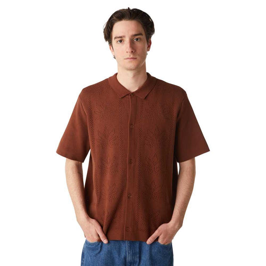 Huf Plantlife Perforated Short Sleeve Knit Top Sierra Brown