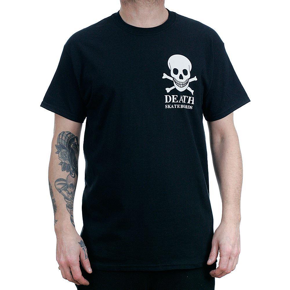 Death Skateboards T-Shirt OG Skull Backprint Black White Print