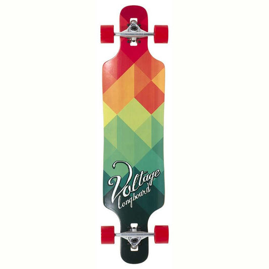 Voltage Skateboards DT Factory Complete Longboard Skateboard Red Green 39"