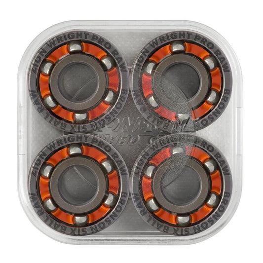 Bronson Speed Co. Skateboard Bearings Zion Wright Pro 6-Ball Raw Silver Orange