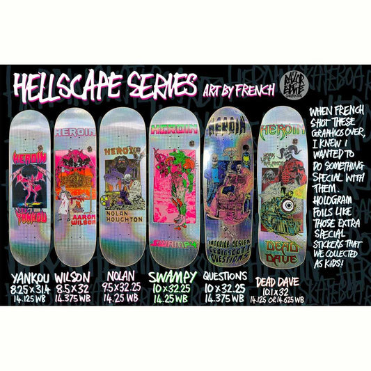 Heroin Skateboards Craig Questions Hellscape Skateboard Deck 10"