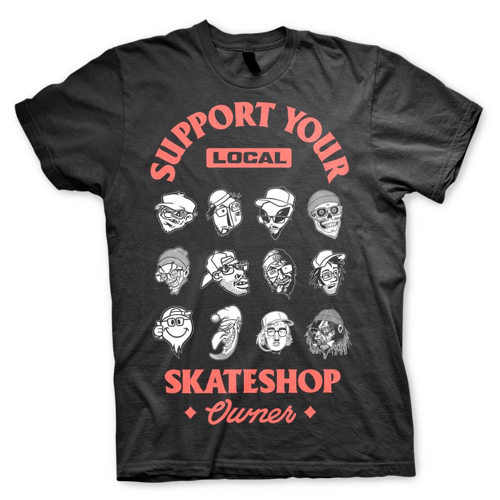 Skate Shop Day Support Your Local 2025 Jon Horner Artwork T-Shirt Black