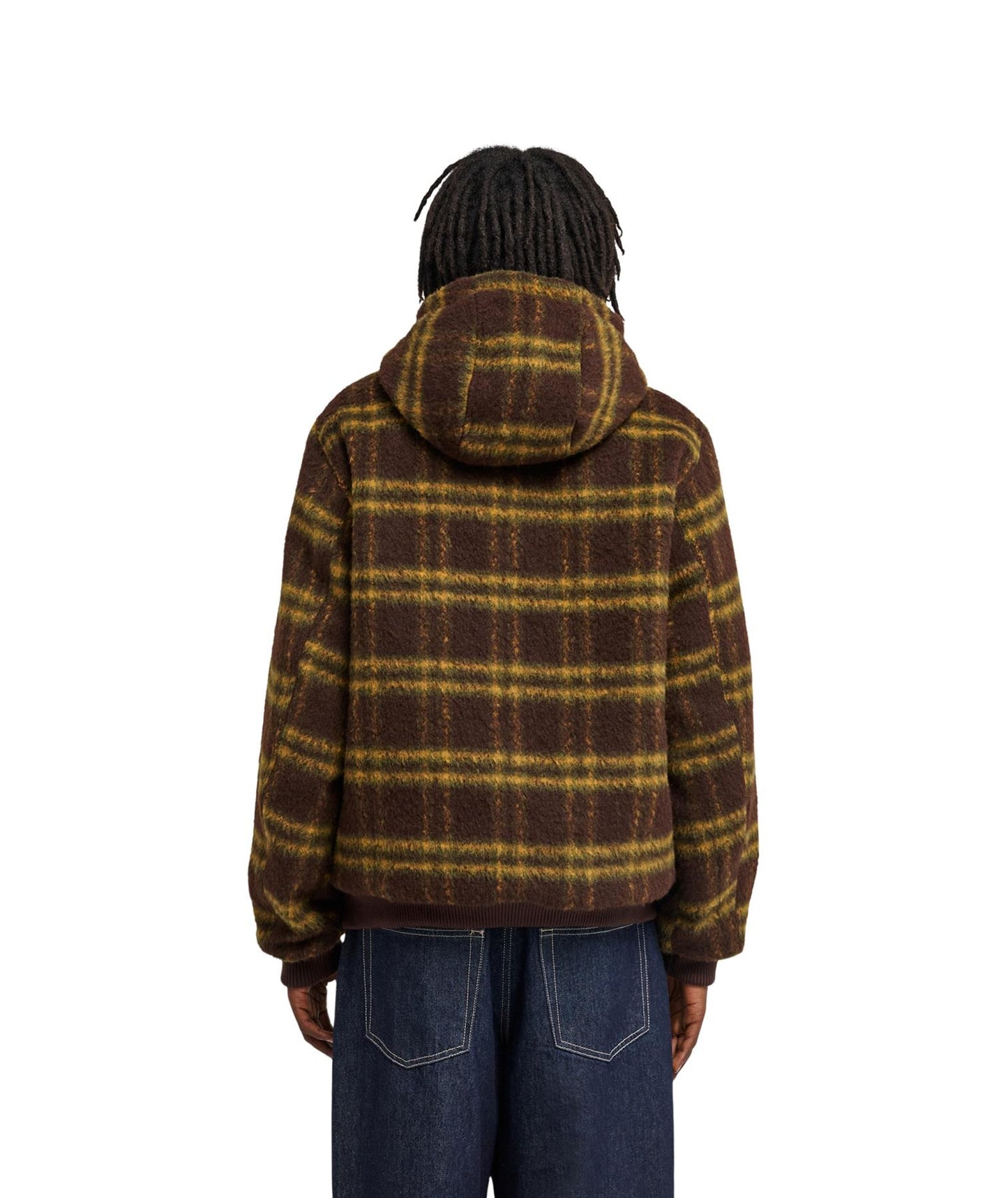 Element Dulcey Fuzzy Check Hooded Bomber Jacket Brushed Plaid Mole
