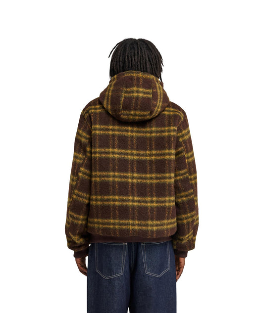 Element Dulcey Fuzzy Check Hooded Bomber Jacket Brushed Plaid Mole