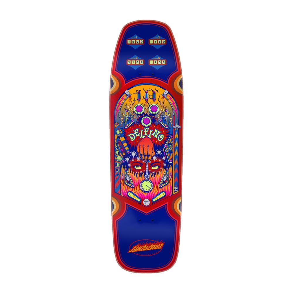 Santa Cruz Shaped Skateboard Deck Delfino Pinball Pro Multi 9.14"