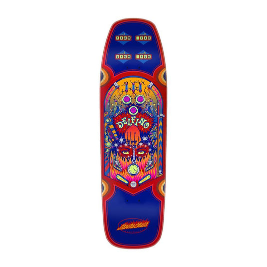 Santa Cruz Shaped Skateboard Deck Delfino Pinball Pro Multi 9.14"