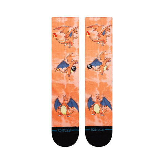 Stance Socks X Pokémon Charizard AOP Crew Orange UK 7-11
