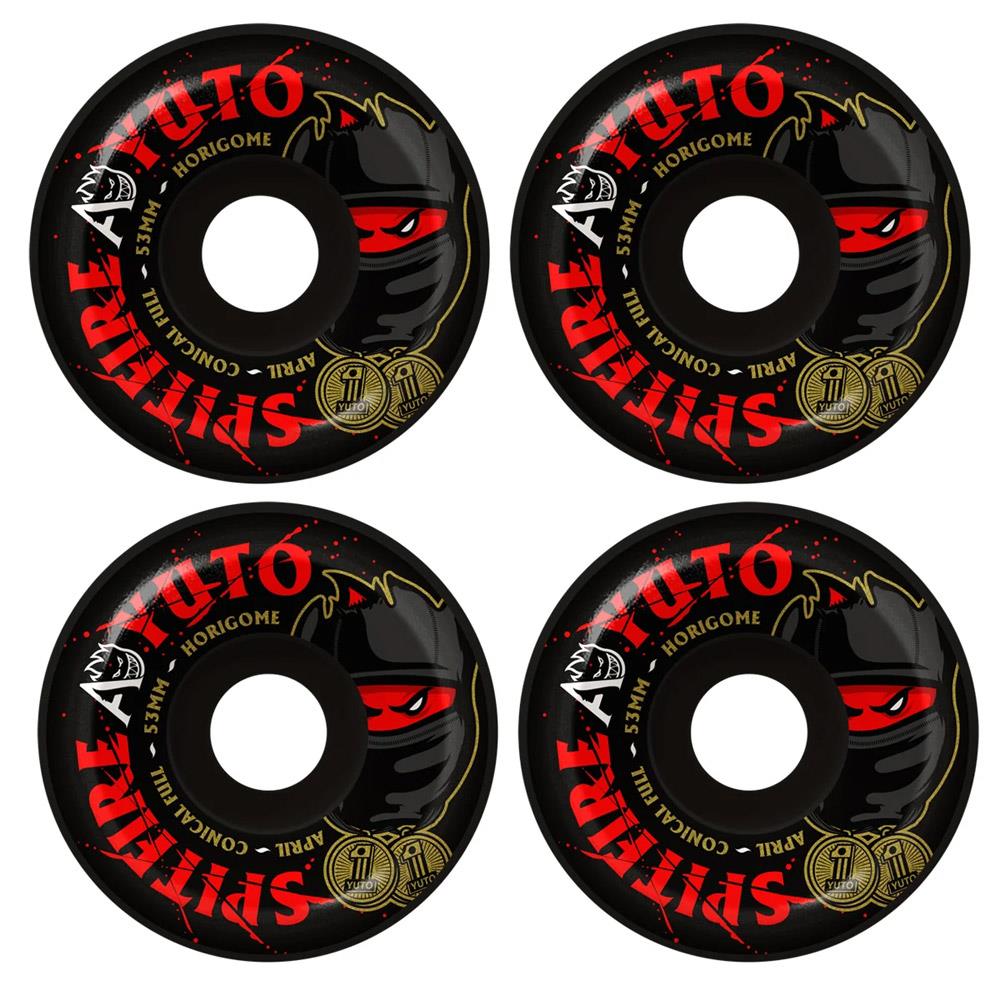 Spitfire x April Formula 4 Yuto Conical Full 53mm Skateboard Wheels Black 99a