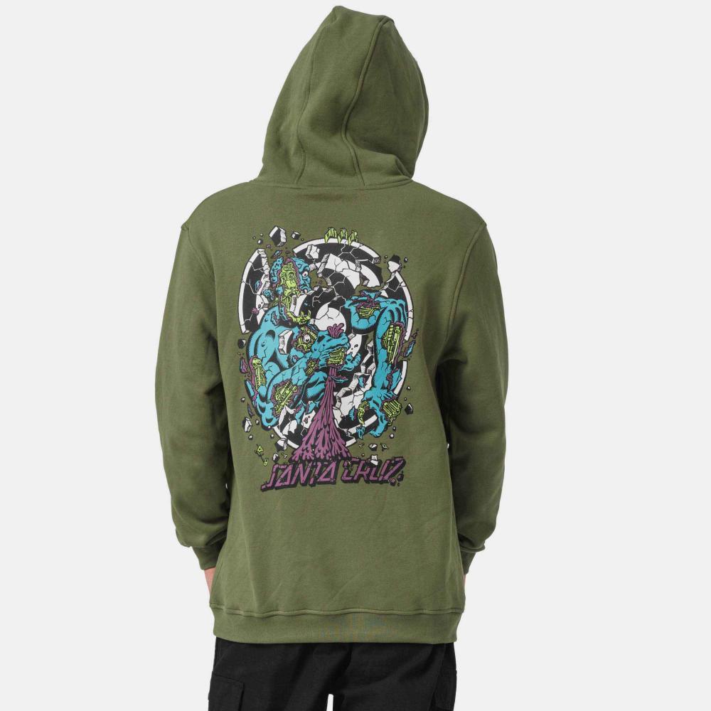 Santa Cruz Skateboards Hooded Sweatshirt Roskopp Dissect Strip Dark Moss