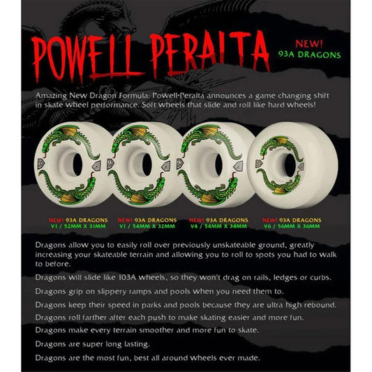 Powell Peralta Dragon Formula Skateboard Wheels AA Nano Cubic 58mm x 37.5mm 97A Off White