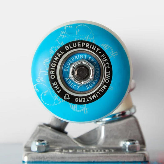 Blueprint Spray Heart Factory Complete Skateboard Silver Blue 7.75"