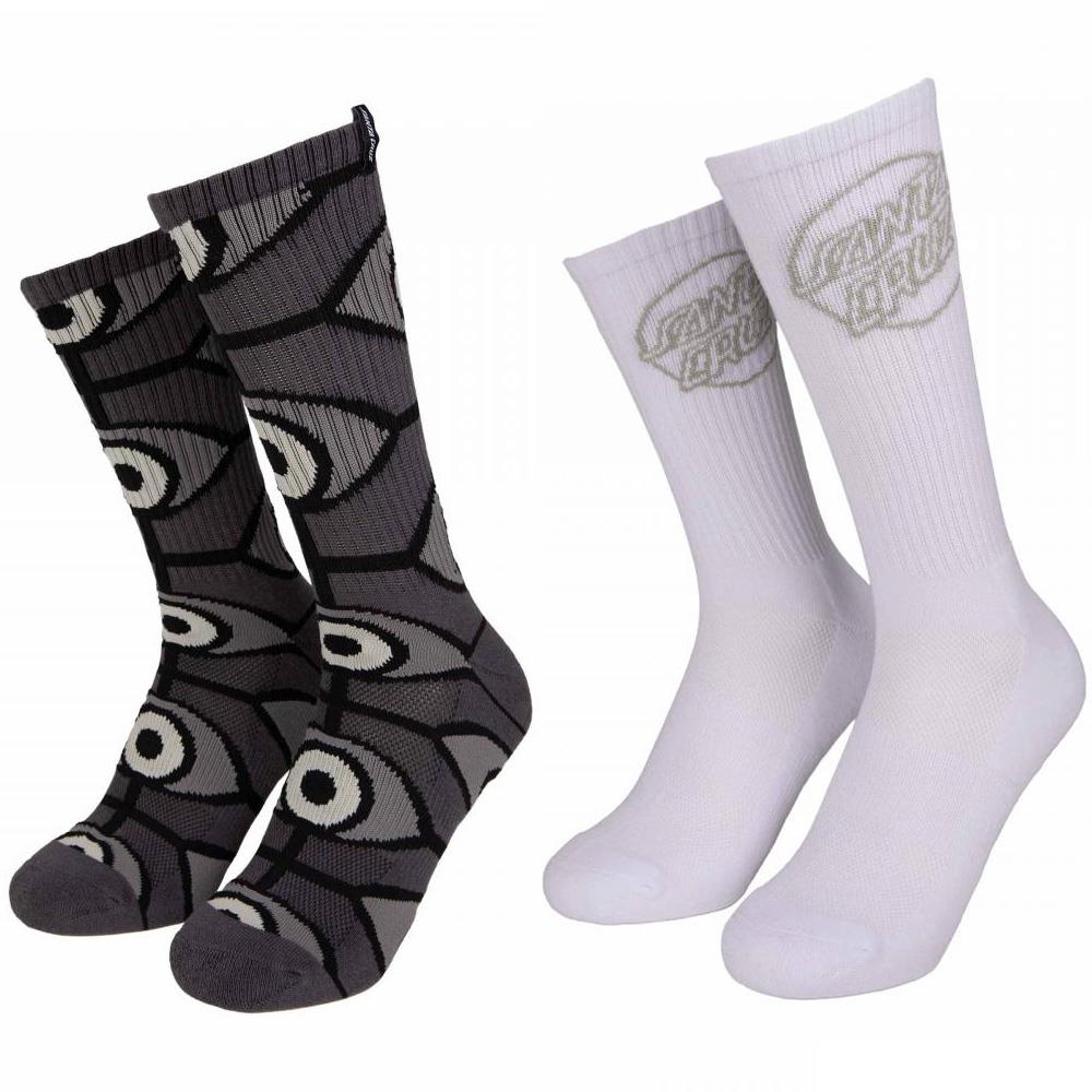 Santa Cruz Socks Salba Eyes Socks Black & White 2 Pack UK7-11