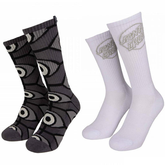 Santa Cruz Socks Salba Eyes Socks Black & White 2 Pack UK7-11