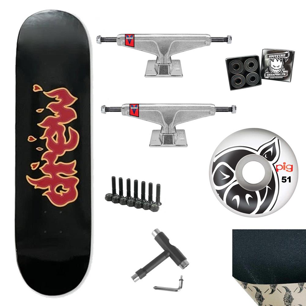 Drew House Lit Drew Logo Premium Complete Skateboard Kit Venture Trucks Pig Wheels 8.25"