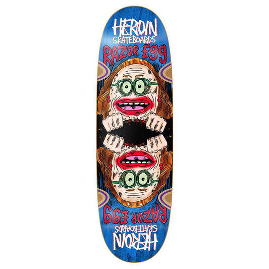 Heroin Skateboards Auntie Razor Egg Skateboard Deck 9.75”