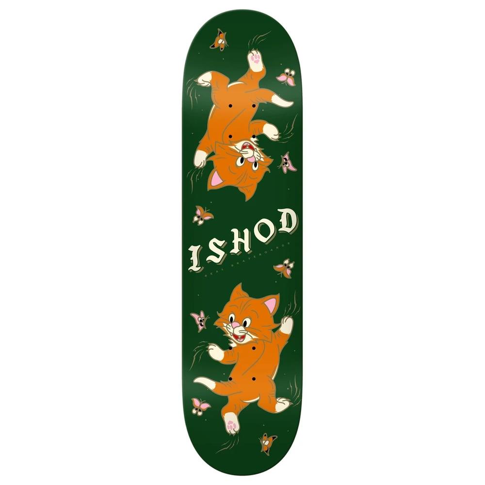 Real Ishod Kitten Scratch Twin Tail Slick Skateboard Deck Green 8.3"