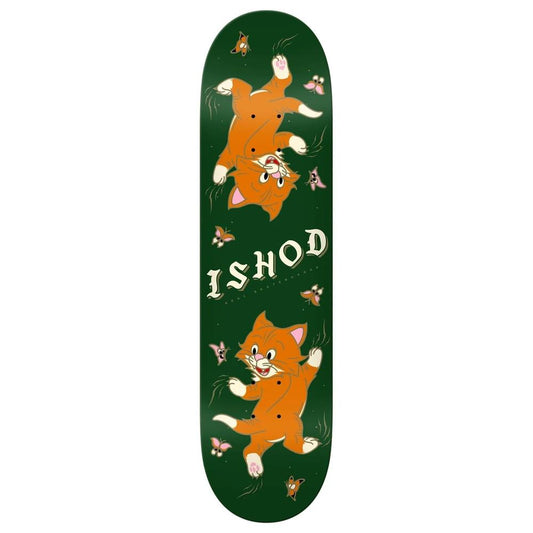 Real Ishod Kitten Scratch Twin Tail Slick Skateboard Deck Green 8.3"