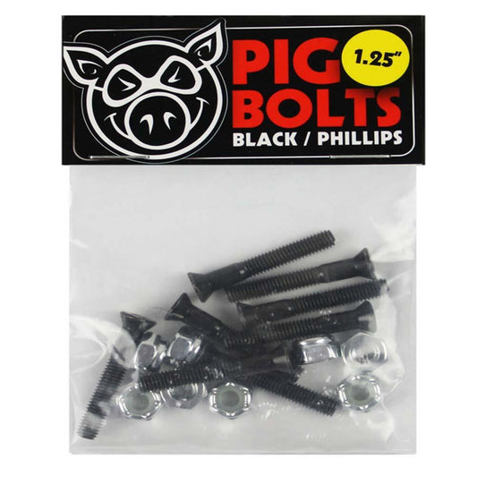 Pig Black Skateboard Bolts Phillips 1.25"