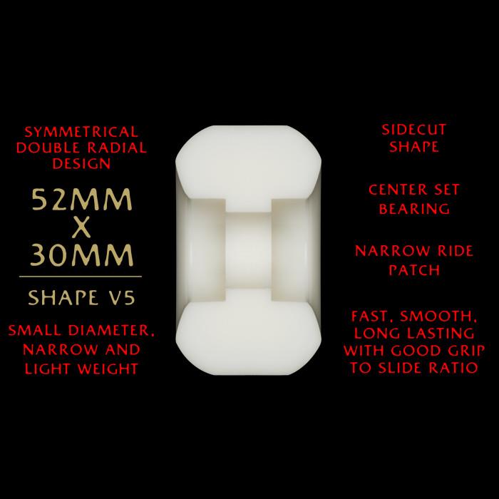 Powell Peralta Dragon Formula Skateboard Wheels 52mm x 30mm 93A V5 Off White Red