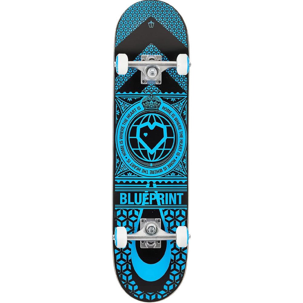 Blueprint Home Heart Factory Complete Skateboard Black Blue 7.75"
