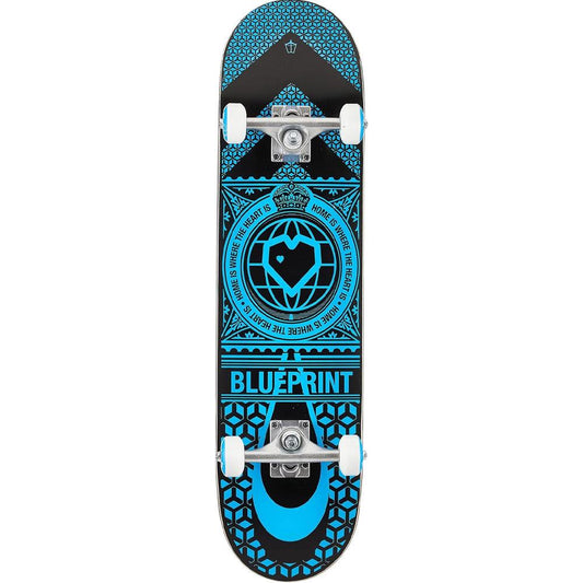 Blueprint Home Heart Factory Complete Skateboard Black Blue 7.75"