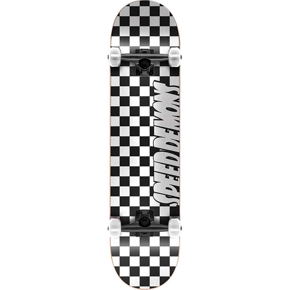 Speed Demons Checkers Factory Complete Skateboard Black White 8"