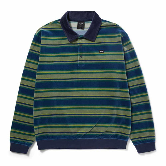 Huf Kramer Long Sleeve Velour Shirt Pine Green