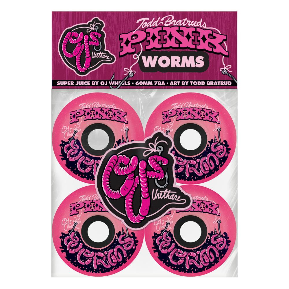 OJ Skateboard Wheels Pink Worms Super Juice Soft 78a Pink 60mm