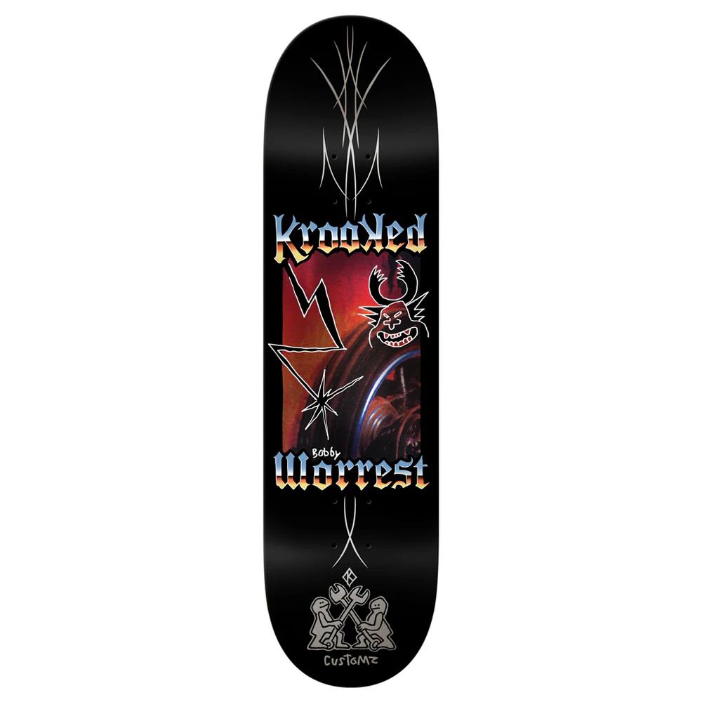 Krooked Worrest Chrome Zone Twin Tail Skateboard Deck Black 8.3"
