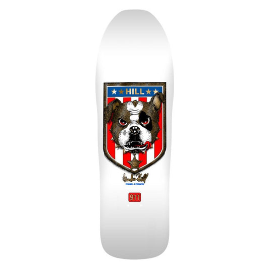 Powell Peralta Frankie Hill • Bull Dog '13' White Gold Foil Skateboard deck 10"