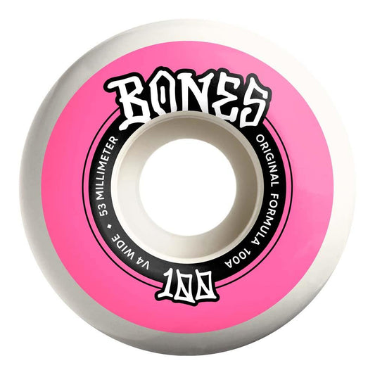 BONE OG Formula White Sidecuts V5 Skateboard Wheels 100A 53mm