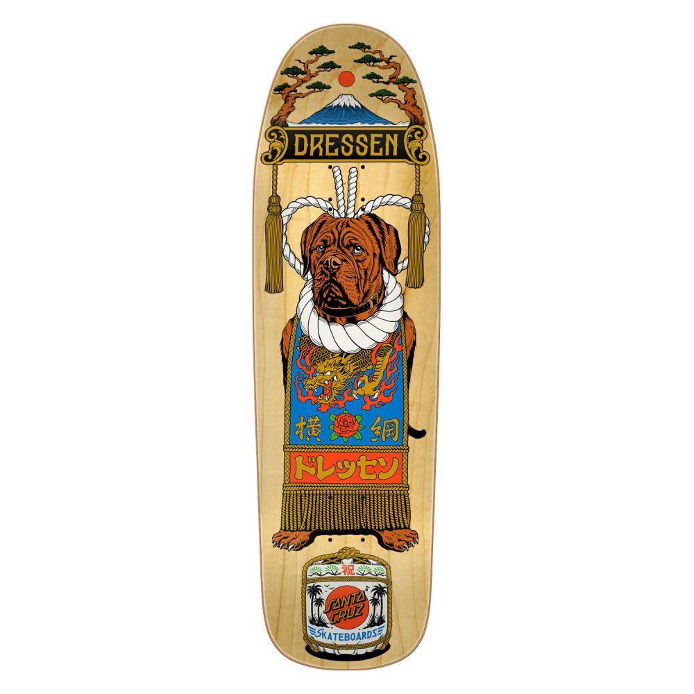 Santa Cruz Shaped Skateboard Deck Dressen Sumo Dog Multi 9.3"