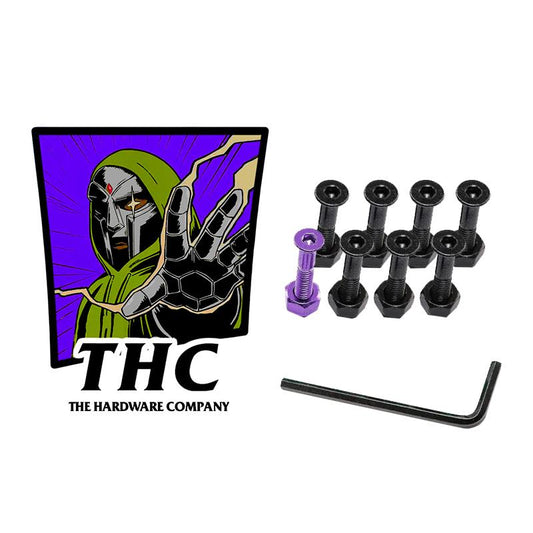 THC The Hardware Company MF Doom Purple Skateboard Nuts & Bolts 1" Allen Key & Sticker