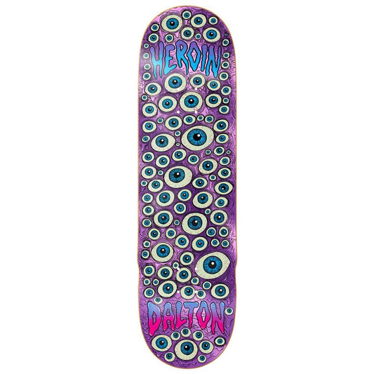 Heroin Skateboards Dalton Eyes Purple Foil Skateboard Deck 8.625”