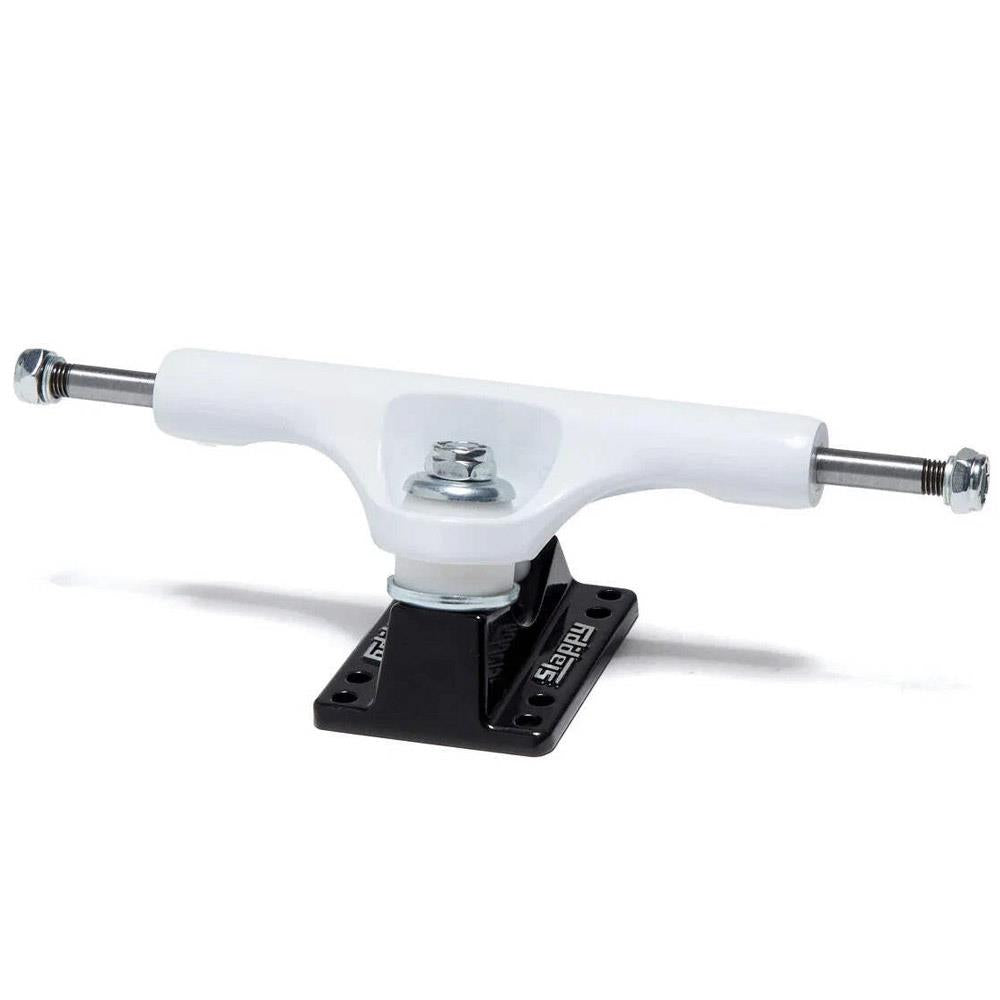 Slappy ST1 Classic Skateboard Trucks 8 Hole Baseplate White Black 8.25"