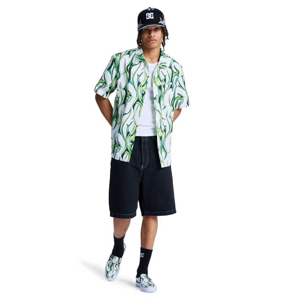 DC Full On Resort Shirt Liquid Fuego White